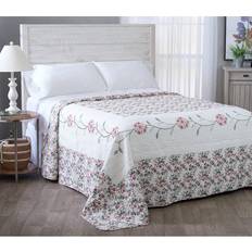 Beatrice Home Fashions Carnation Floral Embroidered Bedspread Pink, Blue, Purple, White (49.9x44.6)