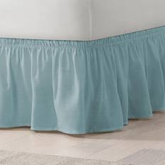 Easy Fit Solid Elastic Valance Sheet Blue (203.2x152.4cm)