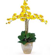 Geel Kunstplanten Nearly Natural Triple Phalaenopsis Silk Orchid Flower Arrangement Artificial Plant