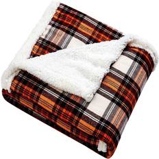 Polyester Dekens Eddie Bauer Edgewood Plaid Flannel Sherpa Throw