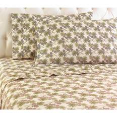 Micro Flannel Printed Pinecone California King Bed Sheet Purple, Green, White, Brown