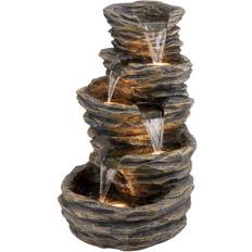 Pond fountains with lights Alpine Corporation Outdoor Fountains Brown 39''