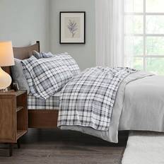 Sleep Philosophy True North Plaid Microfleece Bed Sheet Grey