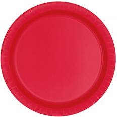 Punainen Kertakäyttölautaset Unique Party Red Paper Dessert Plates 8pk 7'' Perfect for Birthdays/Celebrations/Casino Nights