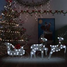 Luci di Natale vidaXL Reindeer & Sleigh Christmas Decoration 60 LED Argento Lampada Natalizia