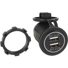 USB ladeadapter 12/24v m/hvidt lys