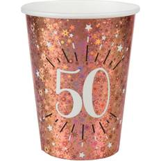 10 Rose Gold 50th Birthday Cups, Sparkling Foil 50th Party Cups, 50th Birthday Paper Cups, Milestone Age 50 Party Cups, Rose Gold Party