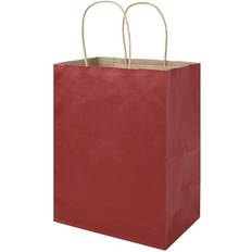 Grocery paper bags 100 Pack 8x4.75x10 inch Medium Red Gift Paper Bags with Handles Bulk, Bagmad Kraft Bags, Craft Grocery Shopping Retail Party Favors Wedding Bags Sacks (Red, 100pcs)