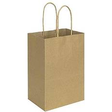 Grocery paper bags 50 Pack 5.25x3.25x8 inch Plain Brown Small Gift Paper Bags with Handles Bulk, bagmad Kraft Paper Bags, Party Favors Grocery Retail Shopping Bags, Craft Bags Cub Sacks (Natural 50pcs)