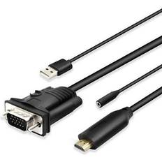 Cables 4XEM VGA Cable 3.5Mm USB Power 1080P