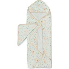 White Baby Towels Loulou Lollipop 2-Piece Bunny Meadow Hooded Towel And Washcloth Set Peach/white Peach 2