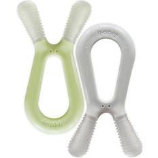 Green Teething Toys Zoli Bunny Teethers in Seafoam/Ash Grey