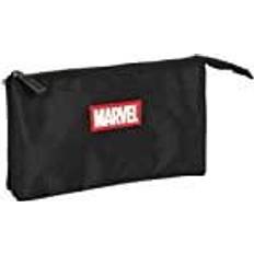 Estuches para lápices Safta Tredobbelt bæretaske Marvel Sort (22 x 12 x 3 cm)