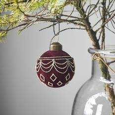 Zink Weihnachtsbaumschmuck House Doctor Julekugle m/ velour & glimmer bordeaux Weihnachtsbaumschmuck