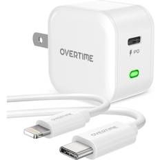 Batteries & Chargers Overtime MFi Certified Charging Set for Apple iPhone 11/12/13 (USB-C Cable & 20W Wall Charger)