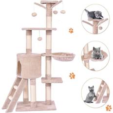 Gymax 56'' Cat Tree Kitten Pet Play House Condo Scratching Posts Ladder