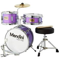 Mendini by Cecilio 13 Inch 3-Piece Kids Junior Drum Set with Adjustable Throne Cymbal Pedal & Drumsticks Metallic Purple MJDS-1-PL