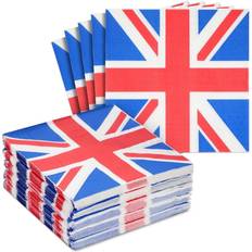 100 Pack Uk Flag Napkins with Uk Flag Design, for England Party Supplies, Party Supplies 6.5 In Red