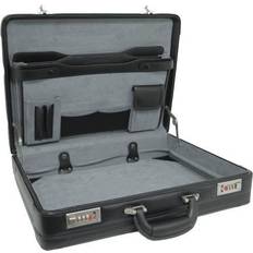 Black - Leather Briefcases Alpine Swiss Expandable Leather Attache Briefcase Dual Combination Locks