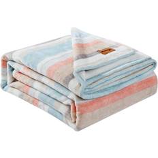 Wrangler Glen Canyon Stripe Ultra Soft Plush Blankets Orange, Turquoise, Blue, Beige