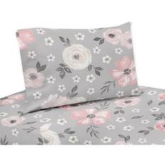 Sweet Jojo Designs Watercolor Floral Bed Sheet White, Grey, Pink