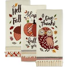 Design Imports Welcome Fall 3-pc. Dish Cloths Kitchen Towel Beige, White, Multicolor