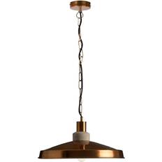 Premier Housewares Copper and Wood Light Pendant Lamp