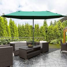 Green Parasols & Accessories OutSunny Umbrella Double-side Crank Shade Shelter Dark