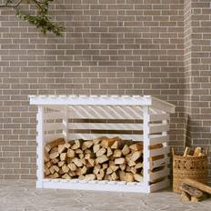 Openhaarden vidaXL Haardhoutrek 108x73x79 cm massief grenenhout wit