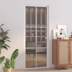 Ulko-ovet vidaXL Sisäovi 83 x 201.5 cm Valkoinen ESG-lasi Ja Alumiini