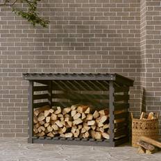 Openhaarden vidaXL Haardhoutrek 108x73x79 cm massief grenenhout grijs