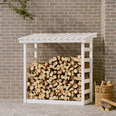 vidaXL Support pour bois de chauffage Blanc 108x64,5x110cm Bois de pin Blanc