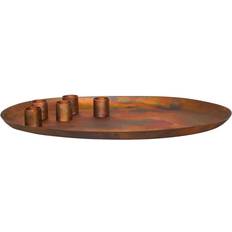 Ivyline Copper Oval Centrepiece Metal with Magnetic Candle Holders W40Cm Lantern