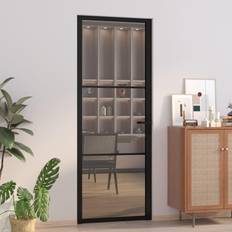 vidaXL Metal & Glass Sliding Closet 29.9 79.3 in Black/Dark Transparent External Door Clear Glass S 9000-N (x)