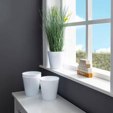 Set Of 4 White 16Cm Round Studio Planter