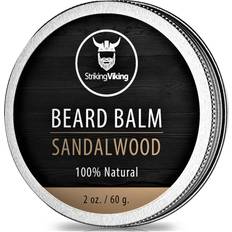 Beard butter Sandalwood Beard Balm Styles, Strengthens & Softens Beards and Mustaches 100% Natural Beard Conditioner with Organic Shea Butter, Tea Tree, Argan & Jojoba Oils by Striking Viking