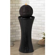 Outdoor water fountains John Timberland Dark Sphere Modern Zen Floor Water Fountain