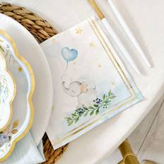 Serviettes en papier Kate Aspen Blue Elephant Baby Shower 2 Ply Paper Napkins Set of 30