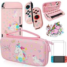 Switch oled screen protector Unicorn Carrying Case Compatible with Switch Not OLED or Lite with Dockable Protective Grip Case +Screen Protector