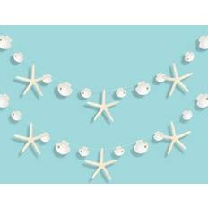 Under the sea party Decor365 Paper White Finger Starfish and Seashell Garland Kit for Ocean/Coastal/Nautical Party Decoration Starfish Cutouts Hanging Bunting Banner for Under the Sea/Mermaid Birthday/Beach Wedding/Baby