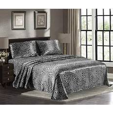 Pure Bedding Satin California [4-Piece Bed Sheet Silver