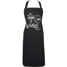Aprons Zingz & Thingz Imports Chef Printed Cook for Wine, 1 Apron Black, Multicolor