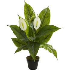 White Artificial Plants Nearly Natural 26" Spathiphyllum Touch Artificial Plant