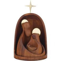 Nambe 4 Piece Nested Nativity Silver-Tone/Brown Figurine