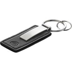 Fred Bennett Mens Black Leather and Alloy Rectangle Key Chain Keyring Key Holder & Gift Box