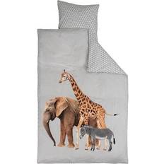Giraffe, Elephant& Zebra 2 in 1 Bedding Set