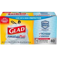 Glad ForceFlex Plus Drawstring Unscented White Odor Shield 13 Trash