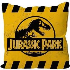 Textiles SD Toys Jurassic Park Caution Logo Coussin 40x40x1 cm Cojín de Decoración Completo Amarillo