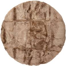 Natures Collection Designertæppe premium lammeskind, Ø140 Brun cm