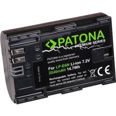 Lp e6n Patona Premium LP-E6N kvalitetsbatteribyte för Canon med infobrik intelligent batterisystem senaste generationen